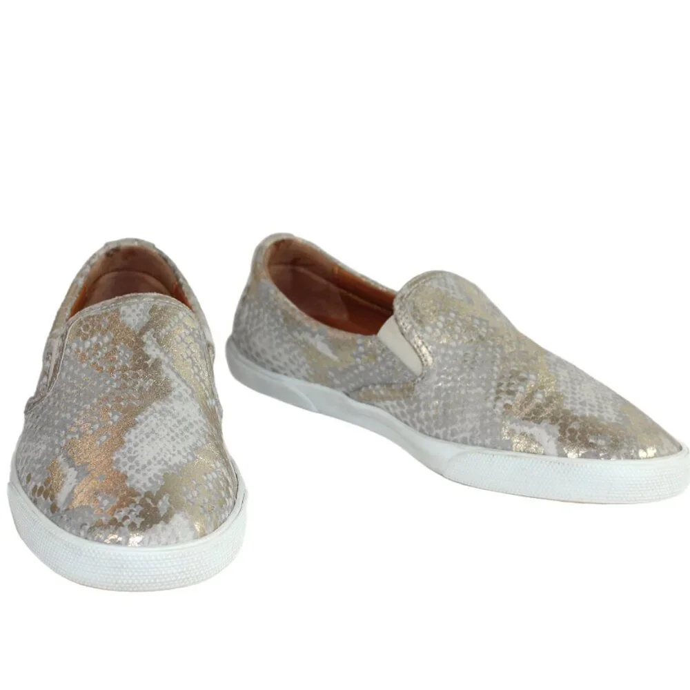 Jimmy Choo Demi Metallic Snakeskin Textured Suede Slip-On Size 36.5 (US 6.5)